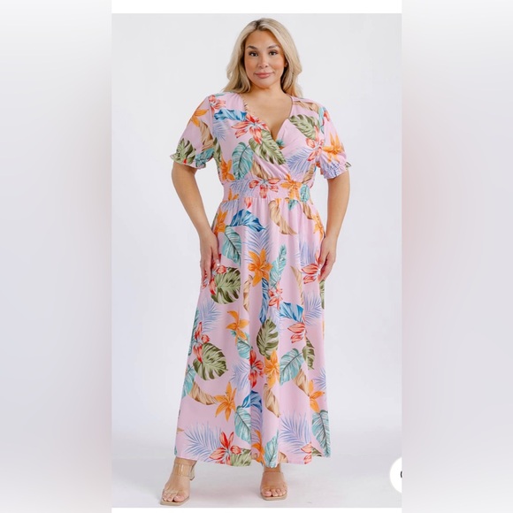 Floral Maxi Dress in Pink and Orange - Picture 1 of 6